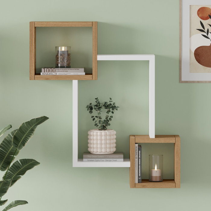 Hanah Home Estantería de Pared Ars3-Sw Roble y Blanco Hanah Home Estantería de Pared Ars3-Sw Roble y Blanco